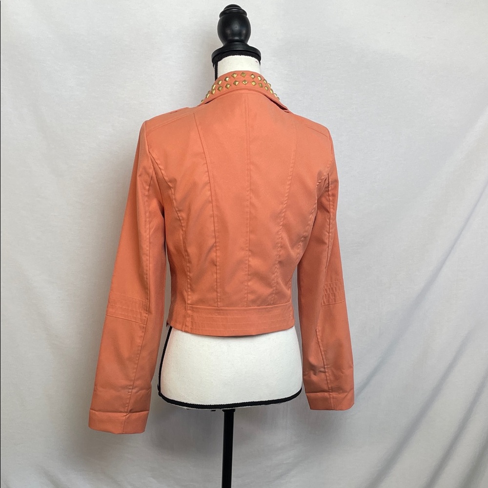 Gold Studded peach moto Jacket - Picture 5 of 17
